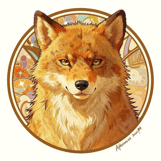 Furry Male Self-Portrait in Alphonse Mucha Style