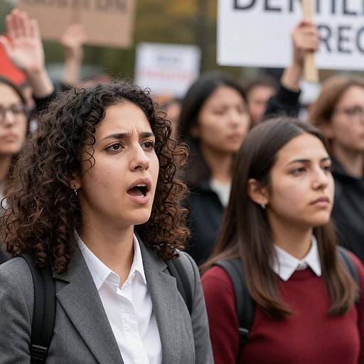 Dynamic Protest Scene with Empowered Women