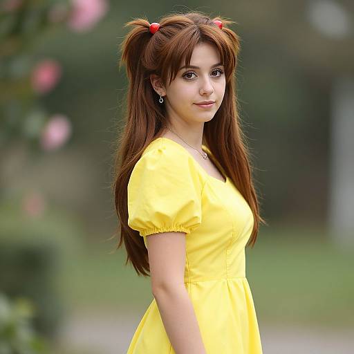 Realistic Portrait of Asuka in Yellow Dress