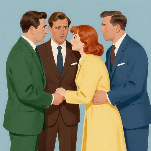 Vintage Scene of Concern and Support