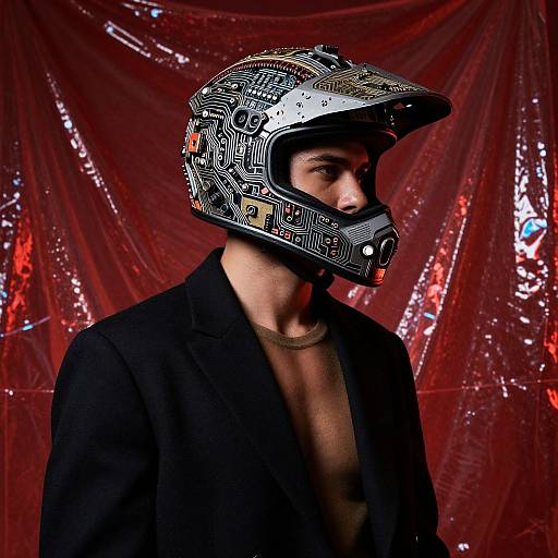 Knight in Ornate Circuitboard Helmet