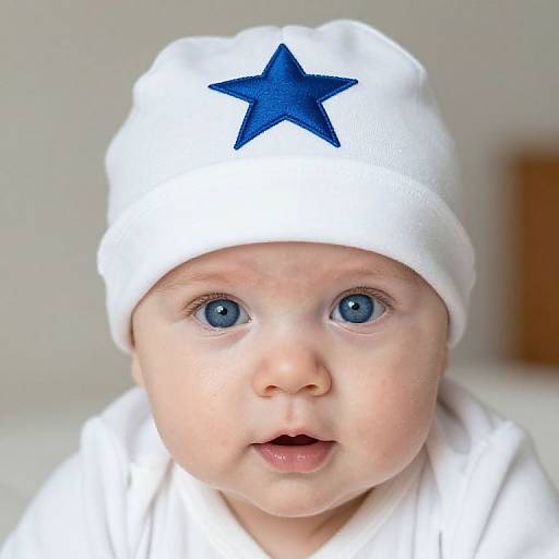 Blue-Eyed Baby in Star Hat