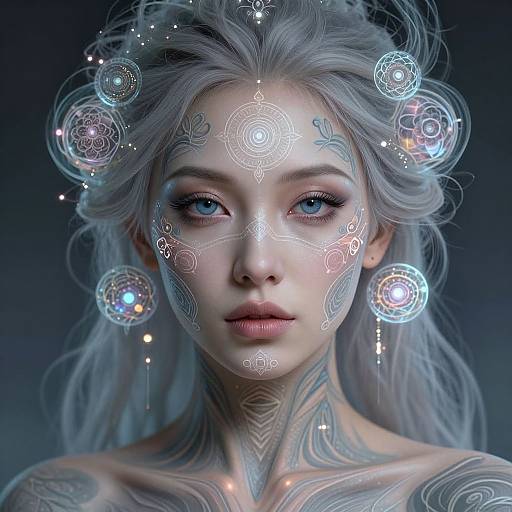 Ethereal Futuristic Woman with Tattoos