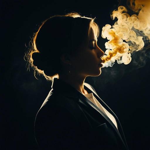 Elegant Silhouette in Ethereal Golden Smoke