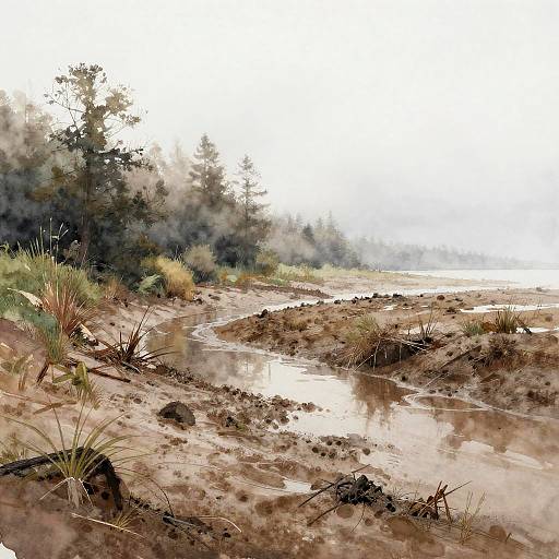 Watercolor Sketch of Secluded Cove