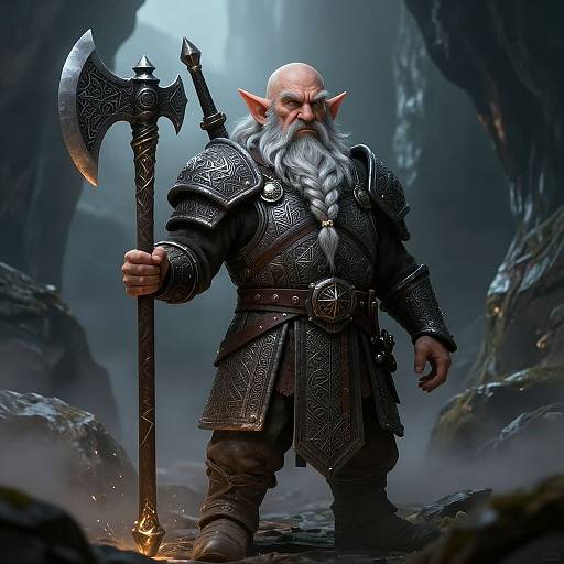 Old Dwarf Warrior in Misty Cave