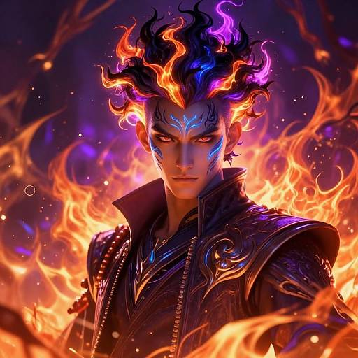 Arcane Warrior with Neon Fire Hair