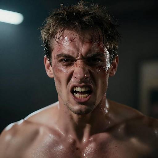 Intense Close-Up of a Fierce Man