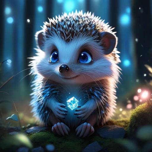 Magical Hedgehog Gazing at Night