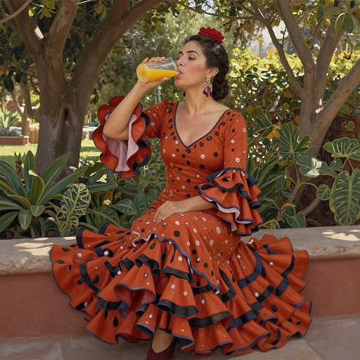 Flamenco Elegance in Lush Garden