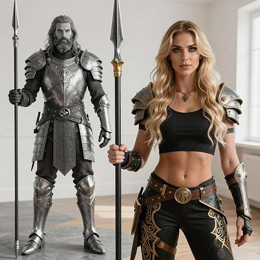 Armored Warriors with Spears in Light