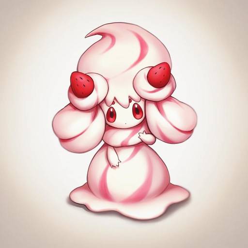 Illustration of Alcremie (strawberry sweet), pokemon in the style of Moribuden