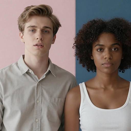 Serious Portrait of Diverse Young Couple