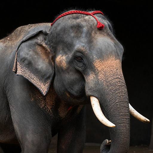 Close-Up of an Elephant with a Headband