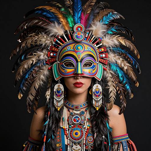 Aztec-Inspired Psychedelic Woman Portrait