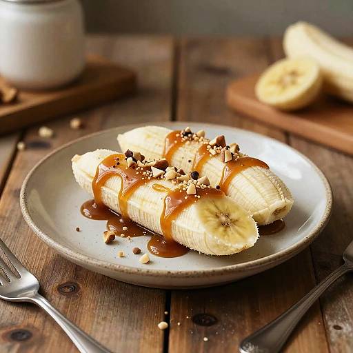 Artful Frozen Banana Dessert on Vintage Plate