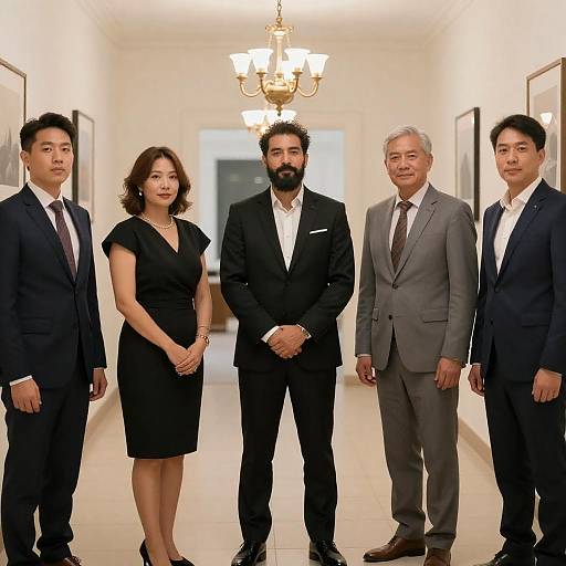 Elegant Gathering in a Well-Lit Hallway