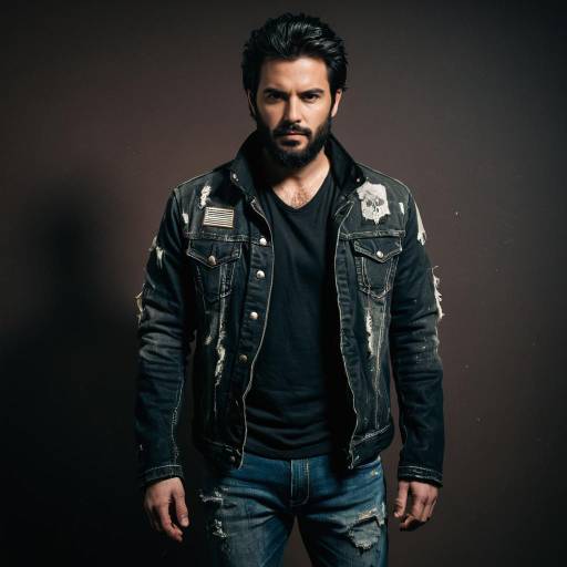 Man in Rugged Torn Jacket and Fitted Jeans