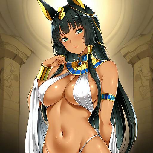 Illustration of Anubis (mythology), egyptian mythology in the style of Murabito c