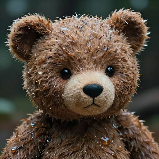 Photorealistic Wet Teddy Bear Close-Up