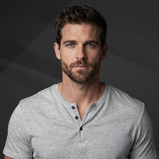 Portrait of Man in Gray Henley Shirt
