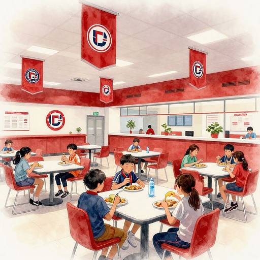 Modern High School Cafeteria Scene