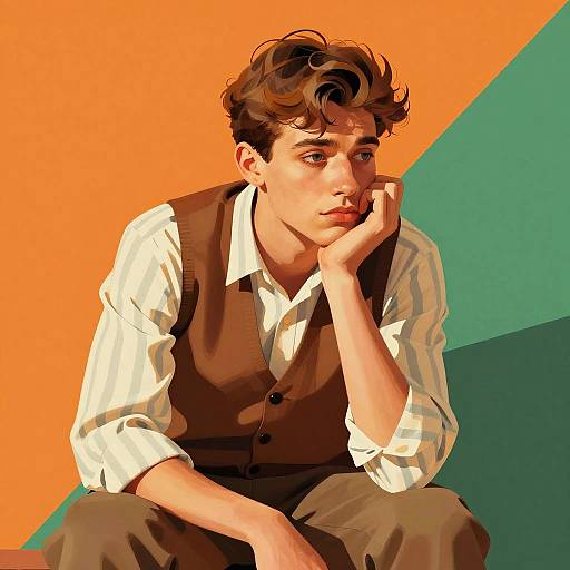 Thoughtful Young Man in Modern Style