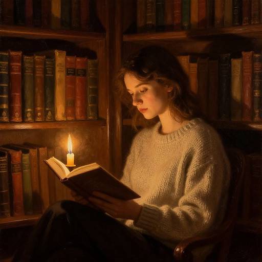 Vladislava Reading in Vintage Library