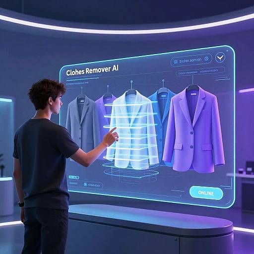 Futuristic AI Clothes Remover Interface