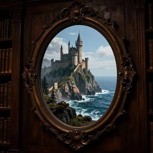 Fantasy Castle in Mirror Reflection
