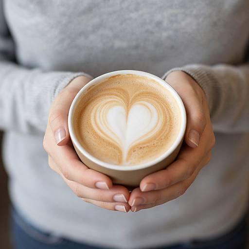 Woman Holding Heart-Shaped Coffee Cup