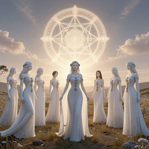 Mystical Druid Women in Ethereal Field