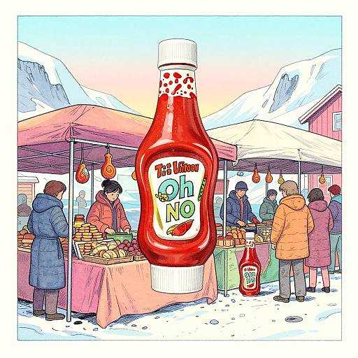 Arctic Outdoor Market Comic Scene