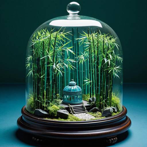 Miniature Bamboo Forest Under Glass Dome