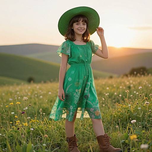 Young Woman in Sunlit Meadow