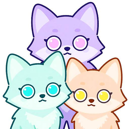 Whimsical Cartoon Fox Trio