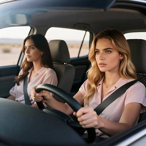 Desert Journey: Two Women in a Car