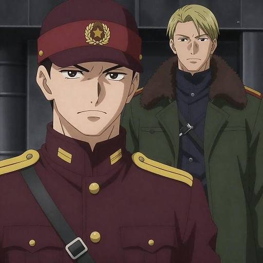 Dramatic Anime Duo in Industrial Setting