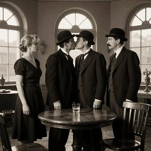 Intimate Sepia-Toned Gathering in Dim Light