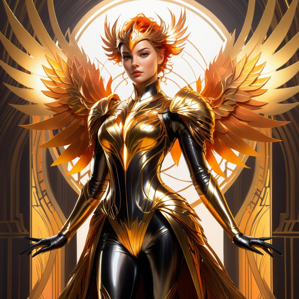 Elegant Phoenix in Intricate Metal Suit