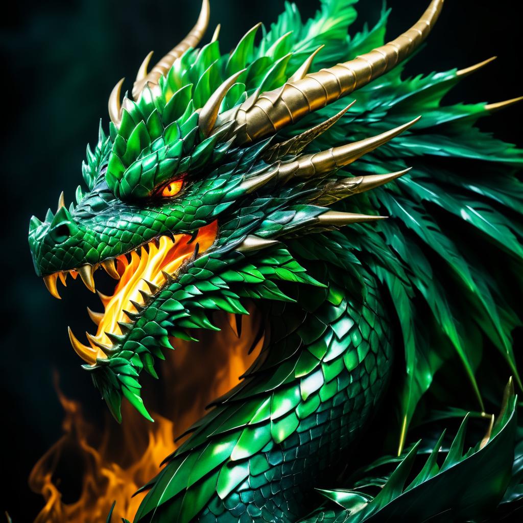 Fierce Dragon Portrait with Flame Crown