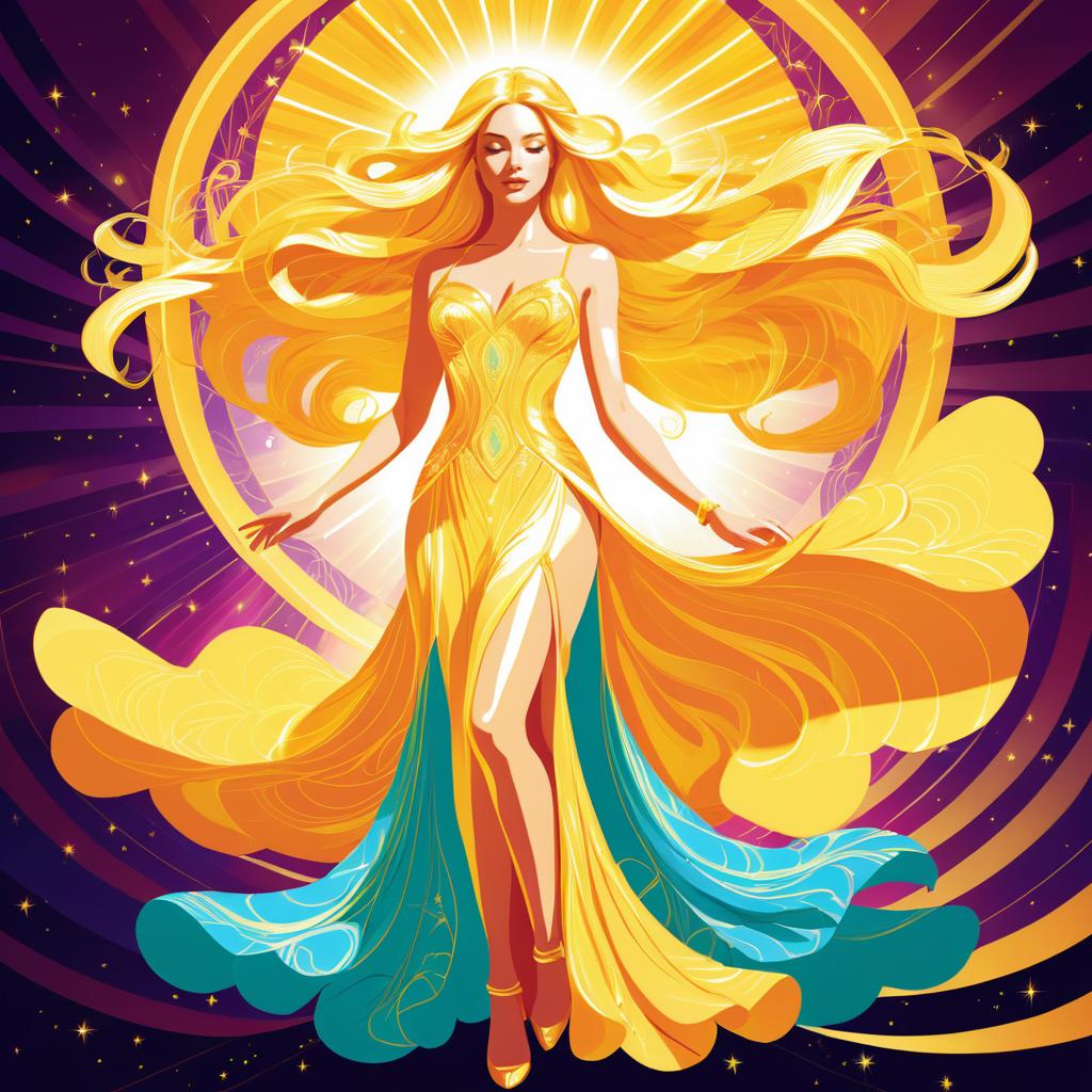 Radiant Sun Goddess in Pop Art Style