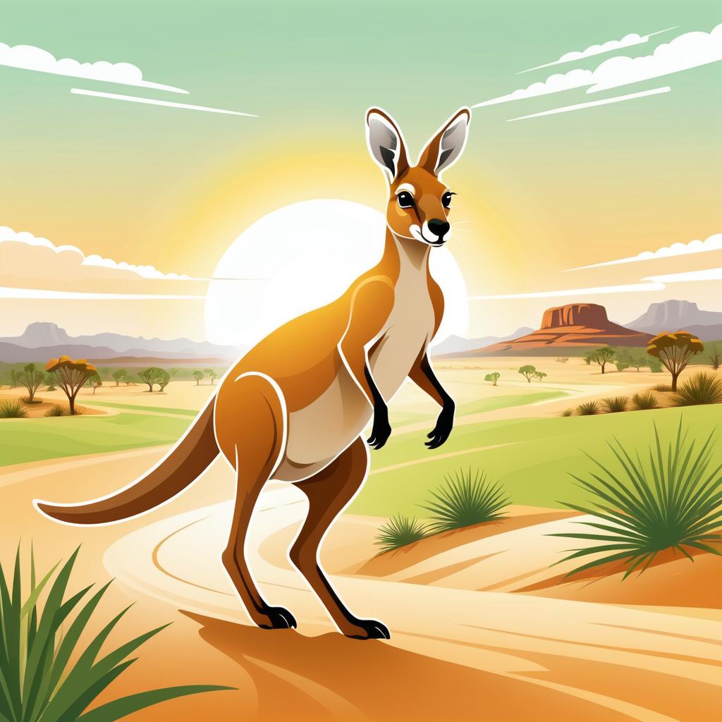 Joyful Kangaroo in Australian Outback