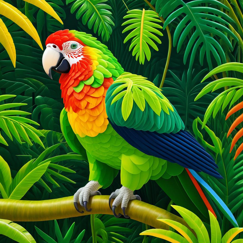 Vivid Parrot in Tropical Forest Scene