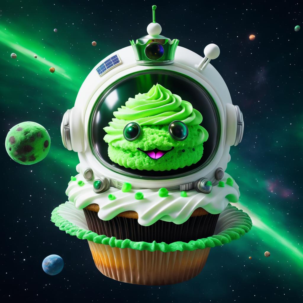 Whimsical Space Cupcake in a Spacesuit