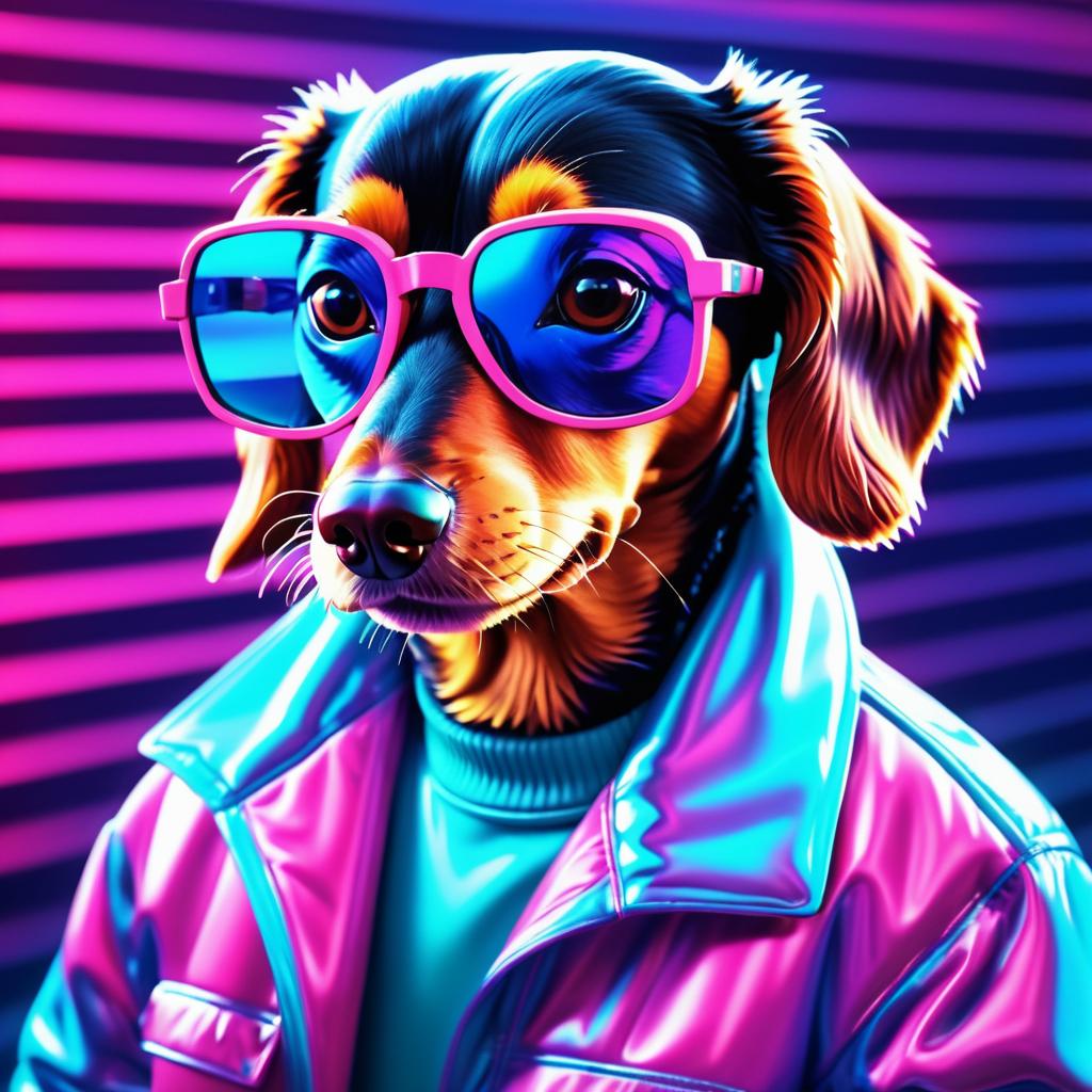 Retro Dachshund in Sci-Fi Style