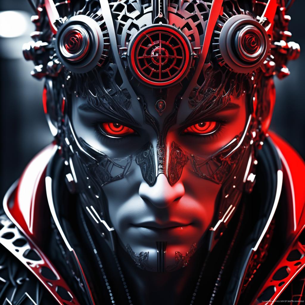 Intricate Synthetic Mechanic Face Art