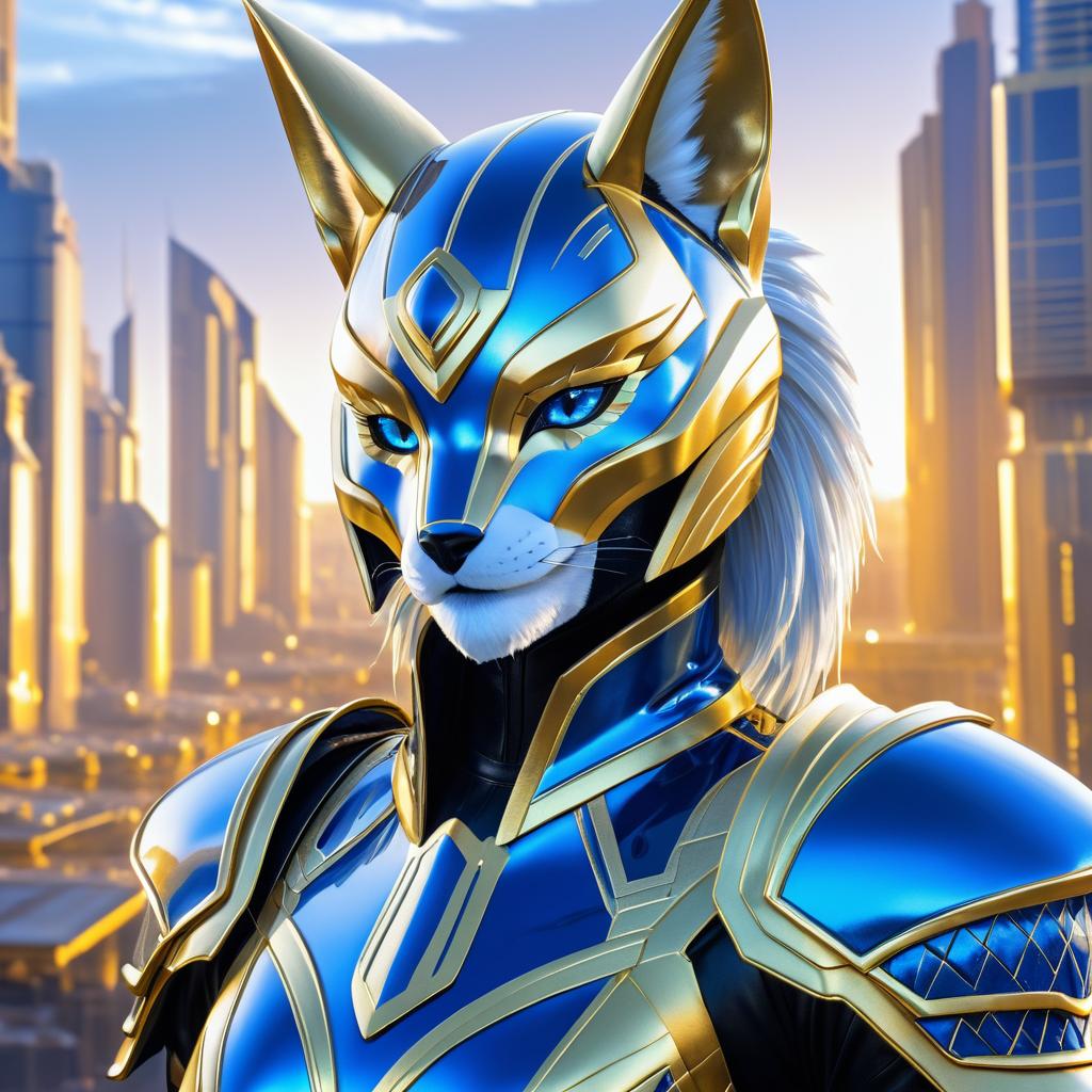 Dystopian Anthro Fox in Metallic Armor