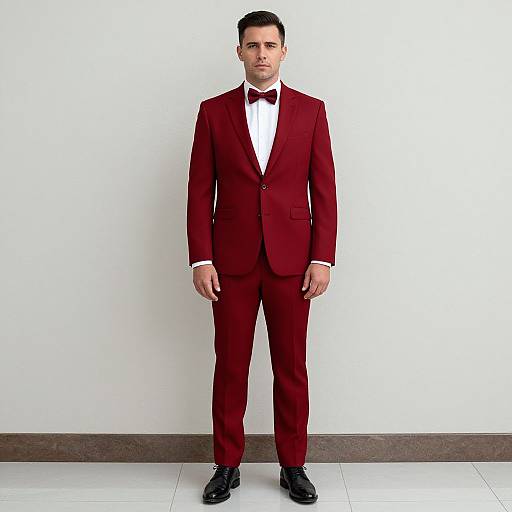 Man in Stylish Red Wedding Suit