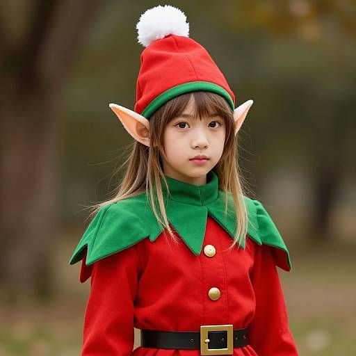 Festive Female Elf in Holiday Attire